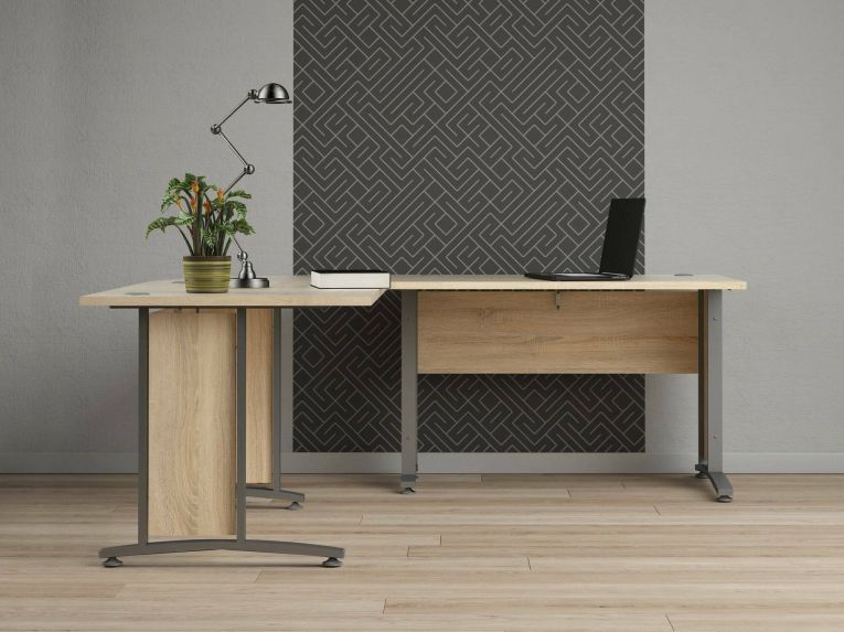 Scrivania angolare grigia e quercia 200x200cm - Heling