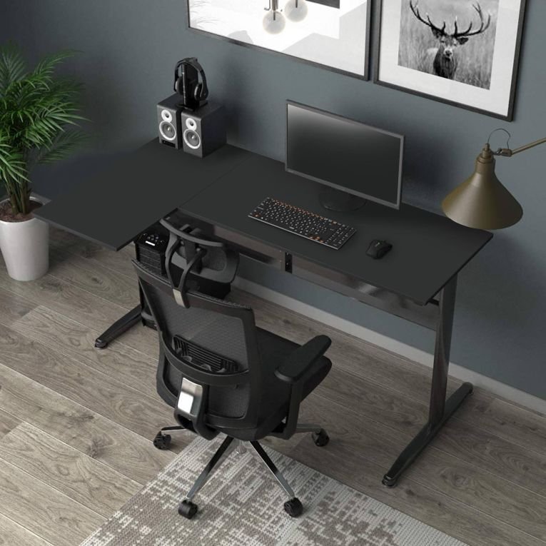 Scrivania angolare nera 80x140cm struttura in metallo - Acua
