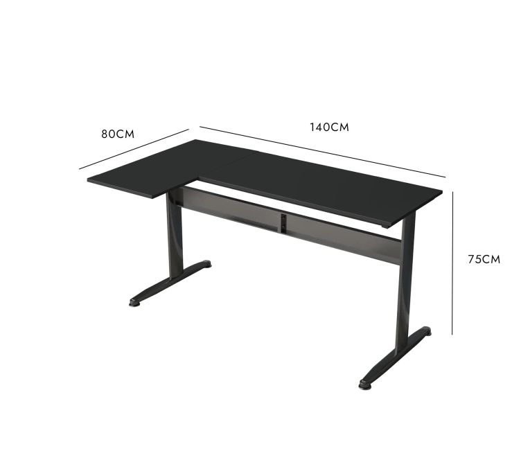 Scrivania angolare nera 80x140cm struttura in metallo - Acua