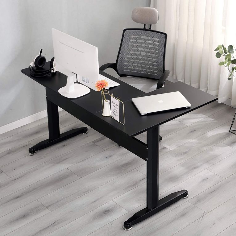 Scrivania angolare nera 80x140cm struttura in metallo - Acua