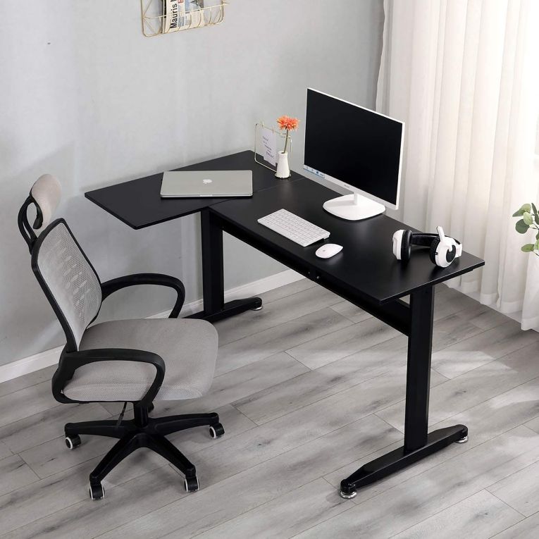 Scrivania angolare nera 80x140cm struttura in metallo - Acua