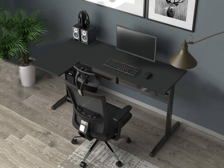 Scrivania angolare nera 80x140cm struttura in metallo - Acua