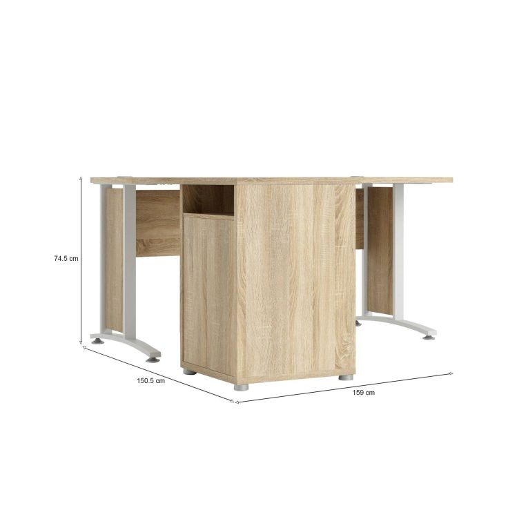 Scrivania angolare quercia e bianca 159x150cm con 3 cassetti - Alfango