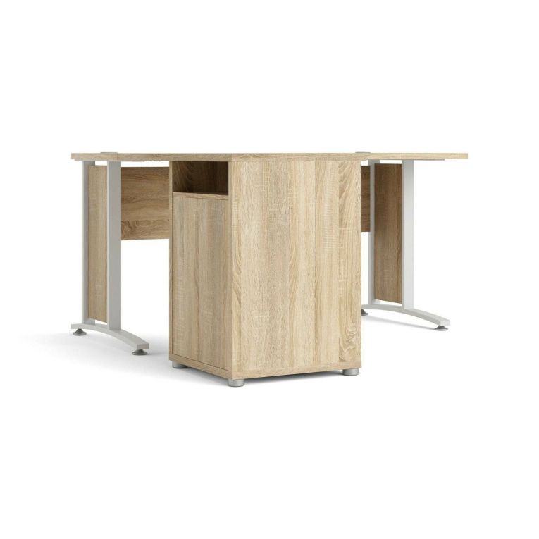 Scrivania angolare quercia e bianca 159x150cm con 3 cassetti - Alfango