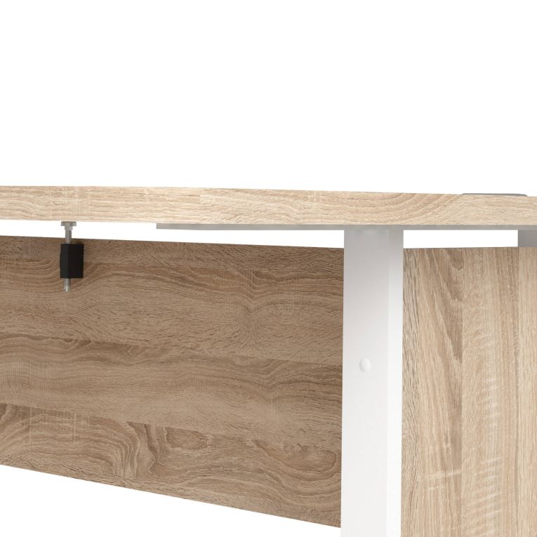 Scrivania angolare quercia e bianca 159x150cm con 3 cassetti - Alfango