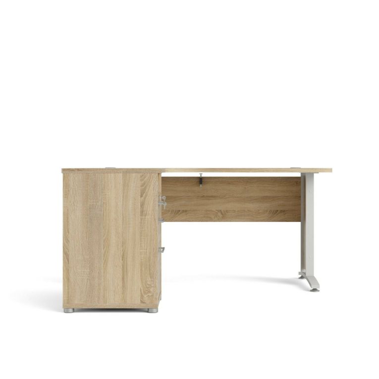 Scrivania angolare quercia e bianca 159x150cm con 3 cassetti - Alfango