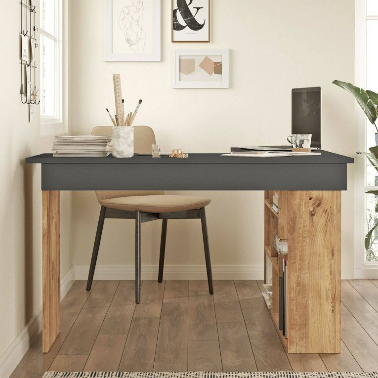 Scrivania angolare quercia e nera 129x120cm - Altin