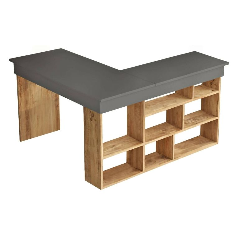 Scrivania angolare quercia e nera 129x120cm - Altin