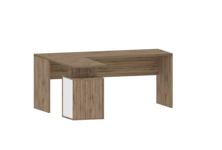 Scrivania angolare rovere 180x60cm con 3 cassetti - Ascuby