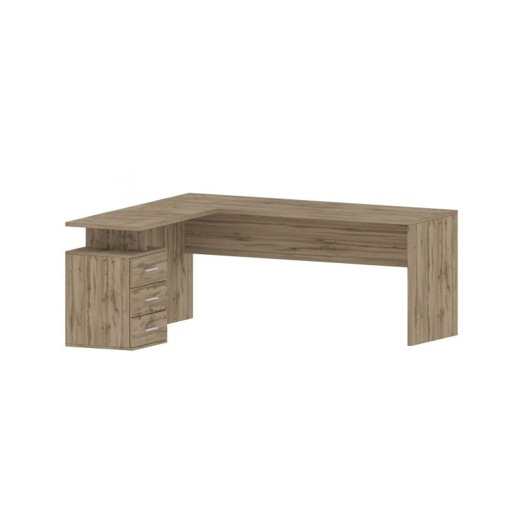 Scrivania angolare rovere 180x60cm con 3 cassetti - Ascuby