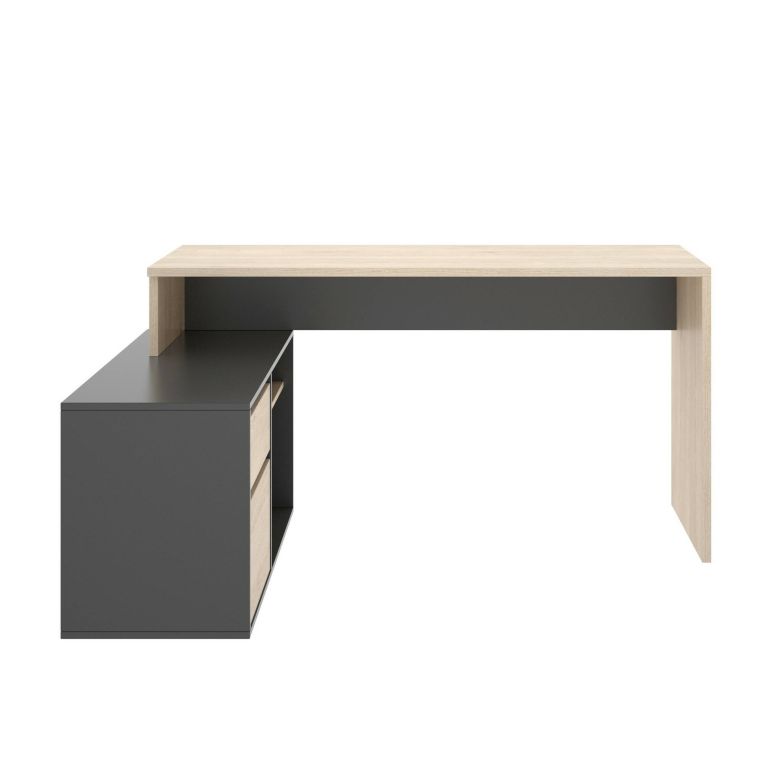 Scrivania angolare rovere e antracite 139x92cm con 1 cassetto - Andor