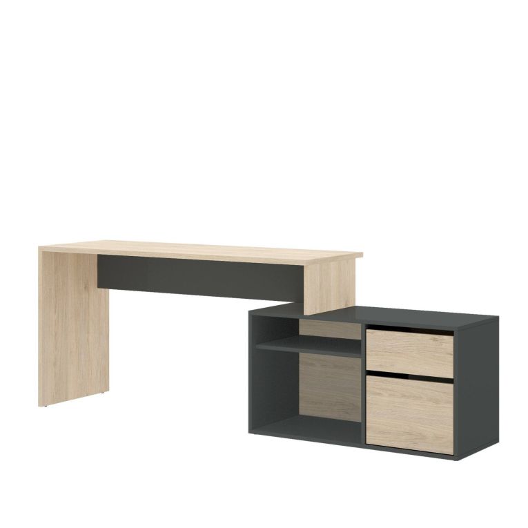 Scrivania angolare rovere e antracite 139x92cm con 1 cassetto - Andor