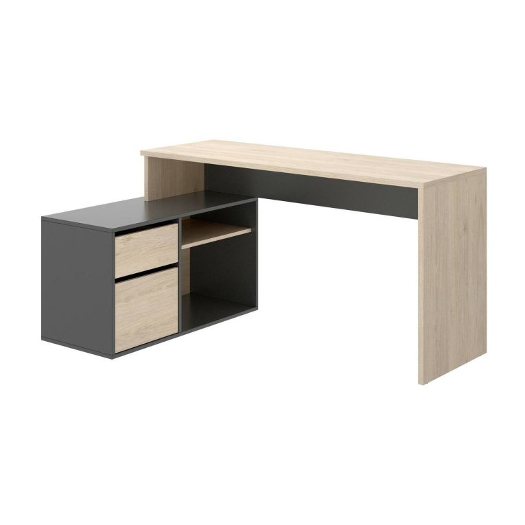 Scrivania angolare rovere e antracite 139x92cm con 1 cassetto - Andor