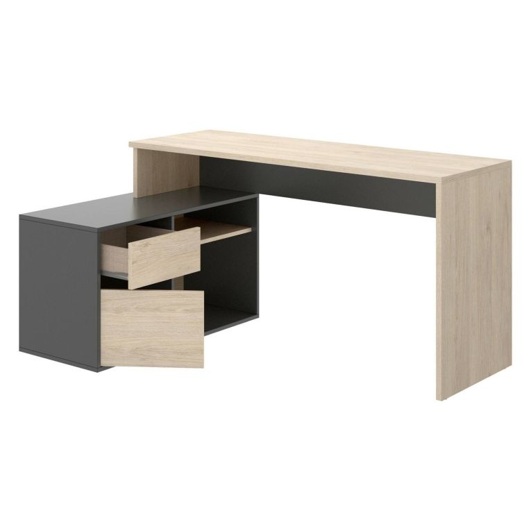 Scrivania angolare rovere e antracite 139x92cm con 1 cassetto - Andor