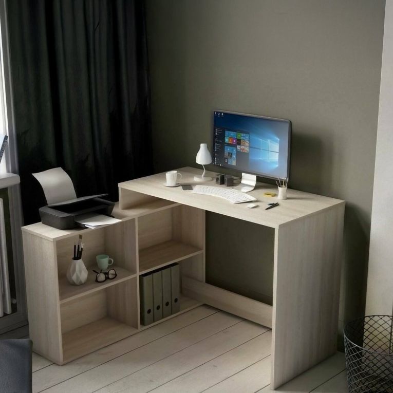 Scrivania angolare rovere e bianca 111x100cm - Kyarr