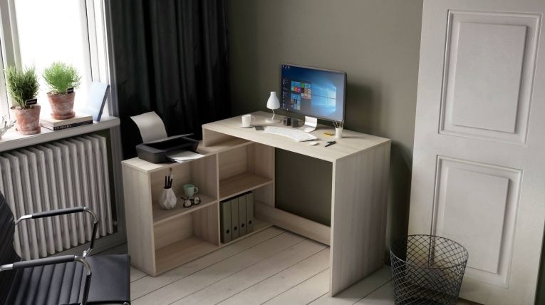 Scrivania angolare rovere e bianca 111x100cm - Kyarr