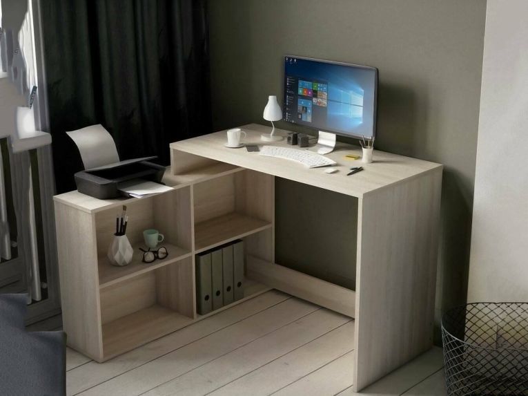 Scrivania angolare rovere e bianca 111x100cm - Kyarr