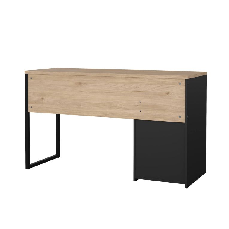 Scrivania Antoinett, Scrittoio multiuso, Tavolo per ufficio porta PC, Piano di lavoro, 48x130 h77 cm, Rovere e Nero