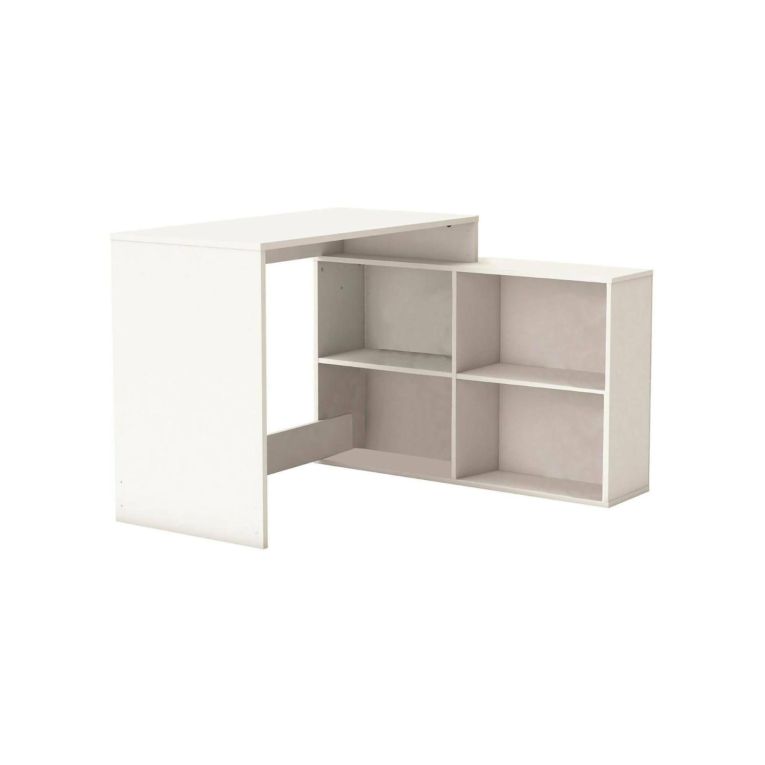 Scrivania Arros, Scrittoio multiuso, Tavolo per ufficio porta PC, Piano di lavoro, 112x101 h77 cm, Bianco opaco