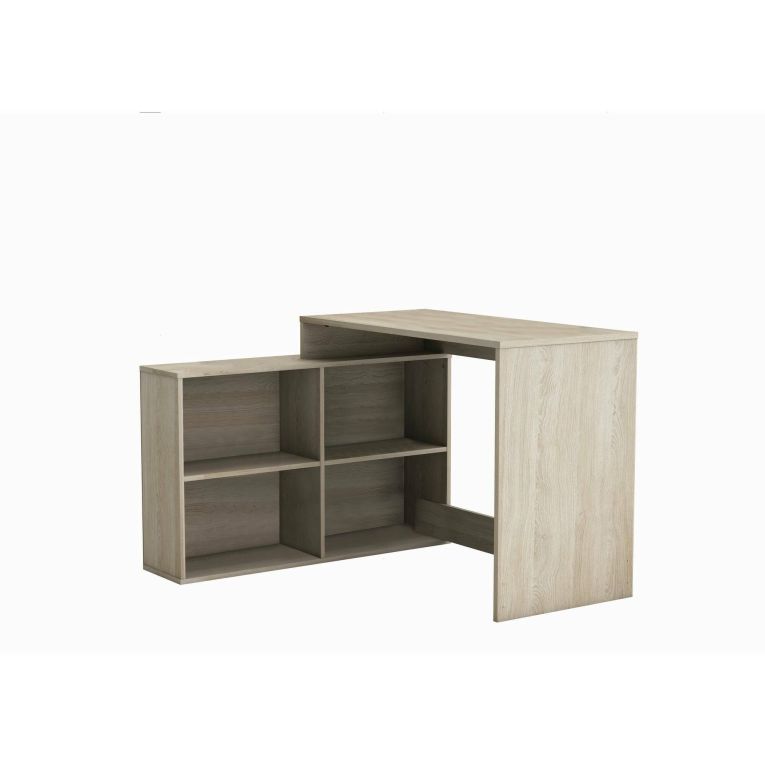 Scrivania Arros, Scrittoio multiuso, Tavolo per ufficio porta PC, Piano di lavoro, 112x101 h77 cm, Rovere e Bianco