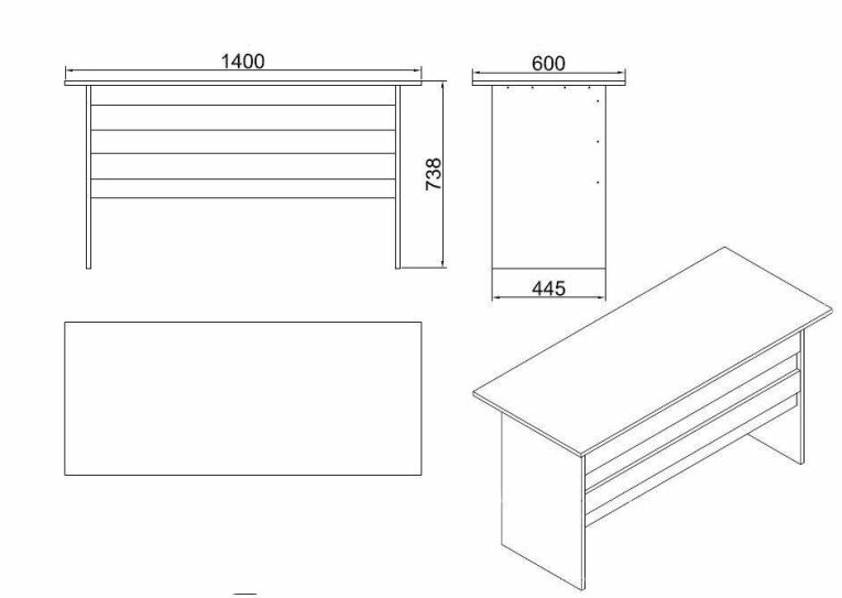 Scrivania Ashtar, Scrittoio multiuso, Tavolo per ufficio porta PC, Piano di lavoro, 140x60 h74 cm, Noce e Antracite