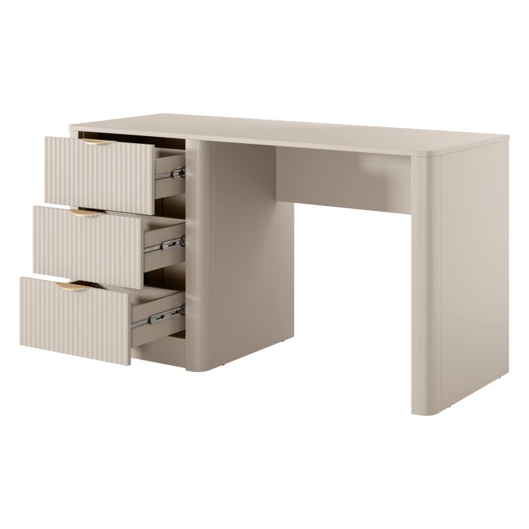 Scrivania Beige oro 3 Cassetti un Ripiano 140x55x76h cm, Lineare - Kanotini