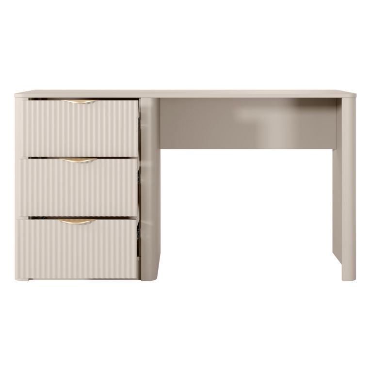 Scrivania Beige oro 3 Cassetti un Ripiano 140x55x76h cm, Lineare - Kanotini