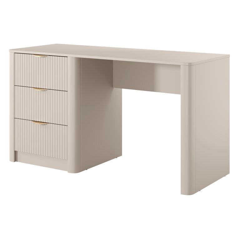 Scrivania Beige oro 3 Cassetti un Ripiano 140x55x76h cm, Lineare - Kanotini