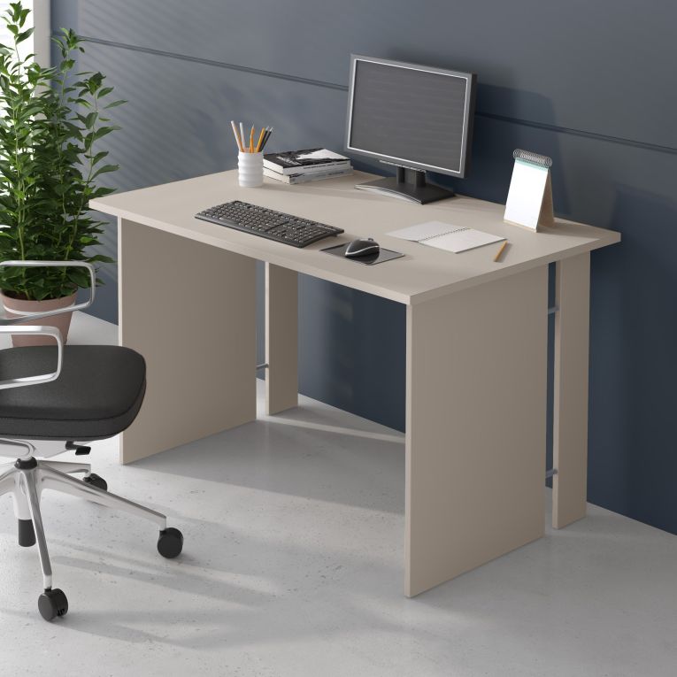 Scrivania Beige un Ripiano Materiale Piano in Legno Nobilitato 119x78x75h cm, Colore Ripiano Beige - Runin