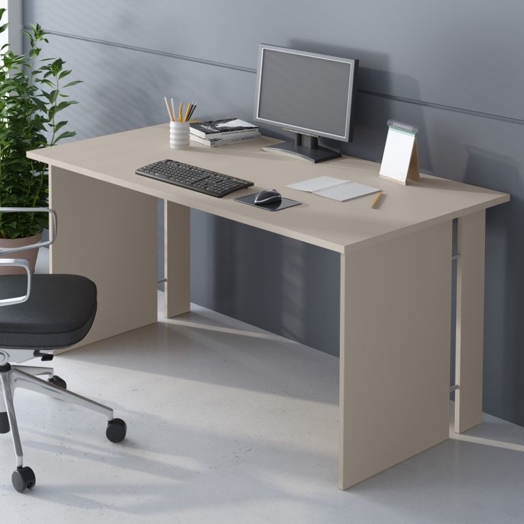 Scrivania Beige un Ripiano Materiale Piano in Legno Nobilitato 150x78x75h cm, Colore Ripiano Beige - Zibello