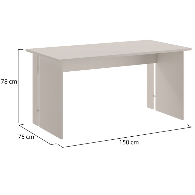 Scrivania Beige un Ripiano Materiale Piano in Legno Nobilitato 150x78x75h cm, Colore Ripiano Beige - Zibello