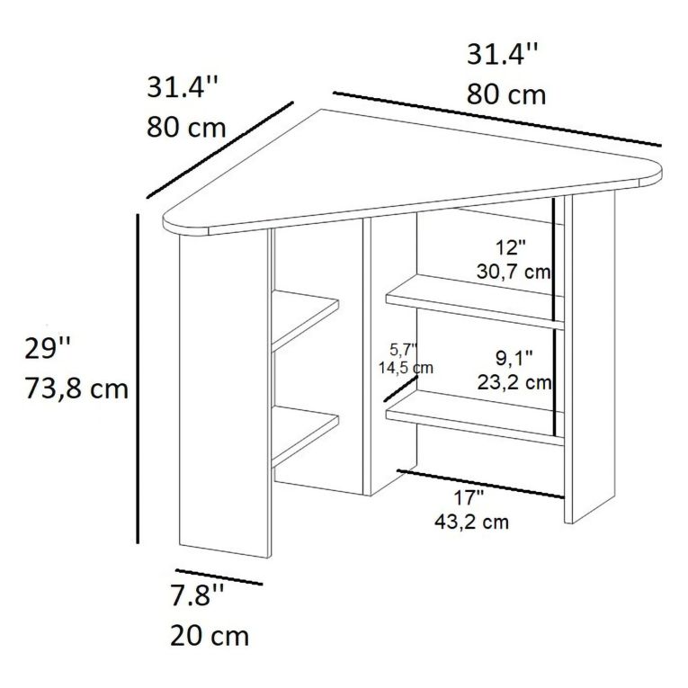 Scrivania Bianco Angolare 5 Ripiani 80x80x74h cm, 4 Vani - Mamette