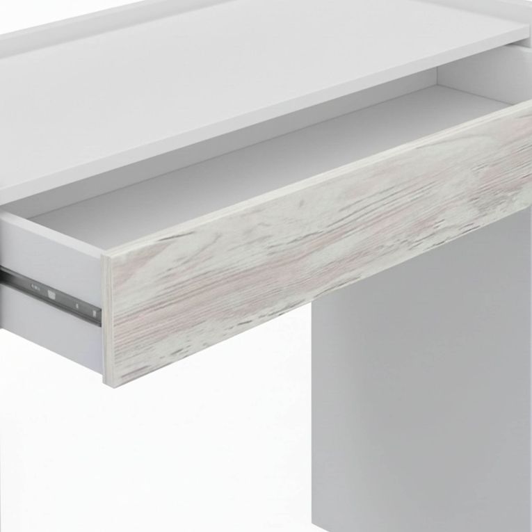 Scrivania Bianco Bianco Anticato un Cassetto Ripiani 81.5x40x77h cm, Ante - Veroli