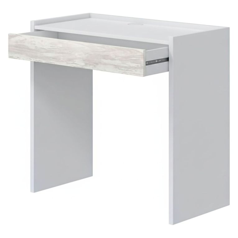 Scrivania Bianco Bianco Anticato un Cassetto Ripiani 81.5x40x77h cm, Ante - Veroli