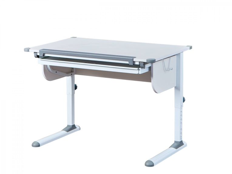 Scrivania Bianco Bianco Materiale Piano in Metallo Colore Ripiano Bianco 110x55x68h cm, Sfumatura Colore Struttura Bianco - Cardeto