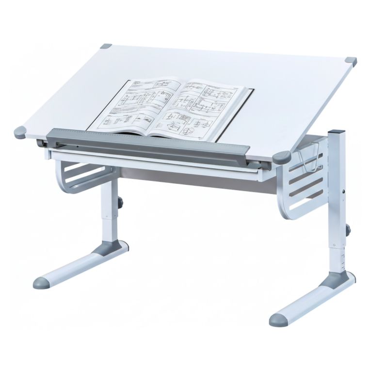 Scrivania Bianco Materiale Piano in Legno Nobilitato Colore Ripiano Bianco 110x55x68h cm, - Saiano
