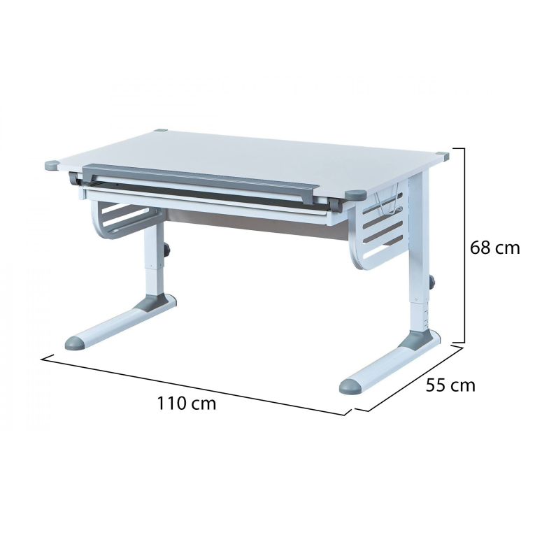 Scrivania Bianco Materiale Piano in Legno Nobilitato Colore Ripiano Bianco 110x55x68h cm, - Saiano
