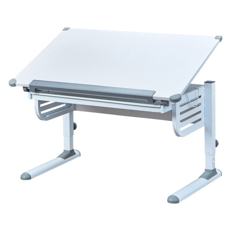 Scrivania Bianco Materiale Piano in Legno Nobilitato Colore Ripiano Bianco 110x55x68h cm, - Saiano
