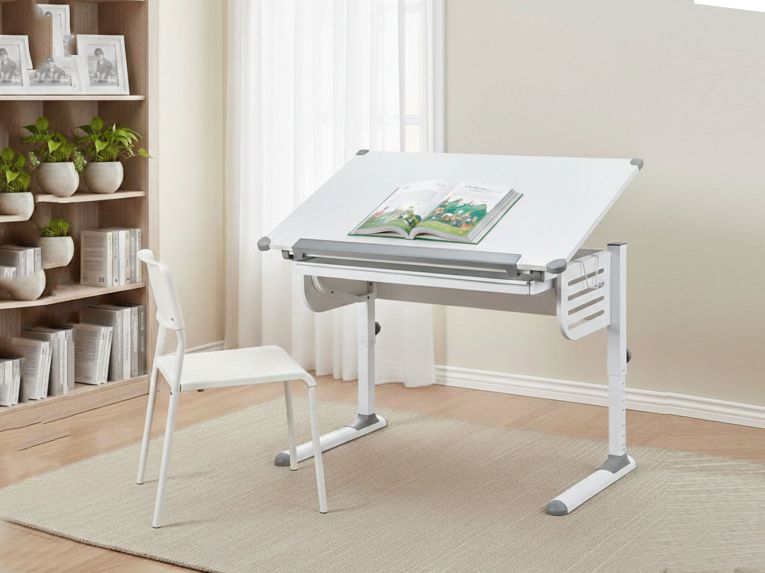 Scrivania Bianco Materiale Piano in Legno Nobilitato Colore Ripiano Bianco 110x55x68h cm, - Saiano