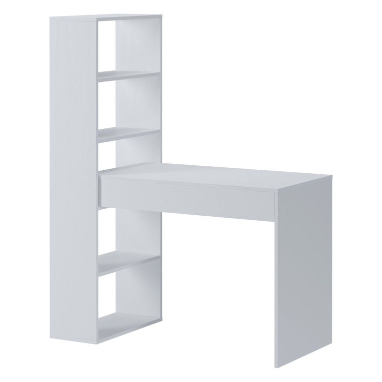 Scrivania Bianco Modulabile 3 Ripiani 120x53x141h cm, 4 Vani - Cartura