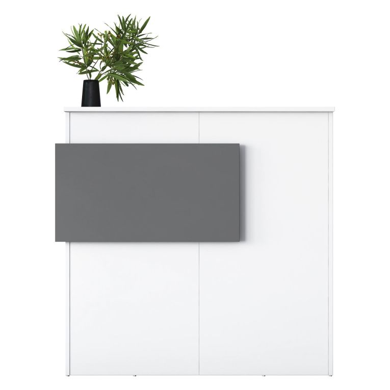Scrivania Bianco Nero Antracite un Ripiano 2 Cassetti 110x40x110h cm, Banco Reception - Volano