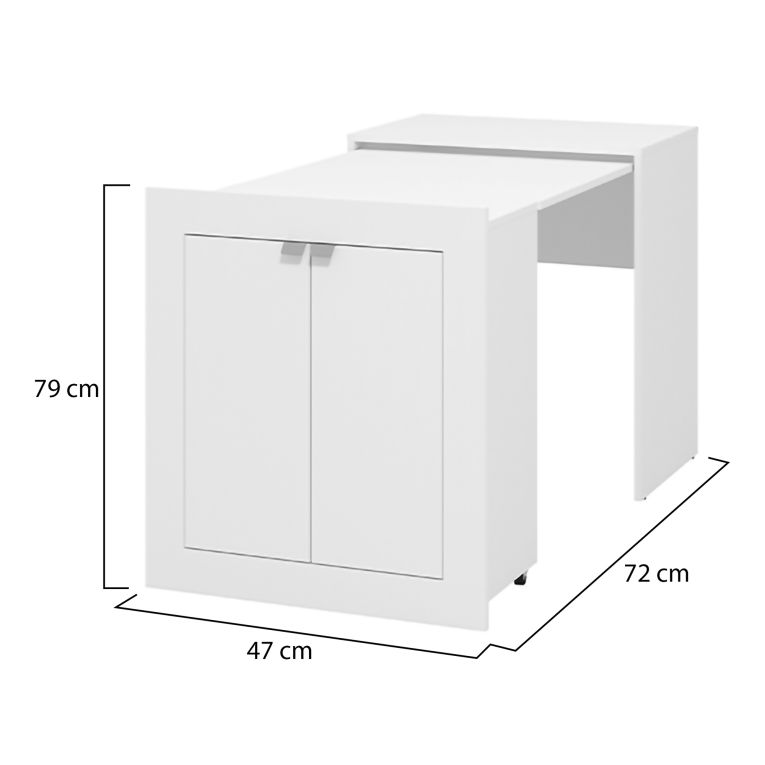 Scrivania Bianco Opaco 2 Ripiani 2 Ante 72x47x79h cm, Armadio Multiuso Richiudibile - Keylon