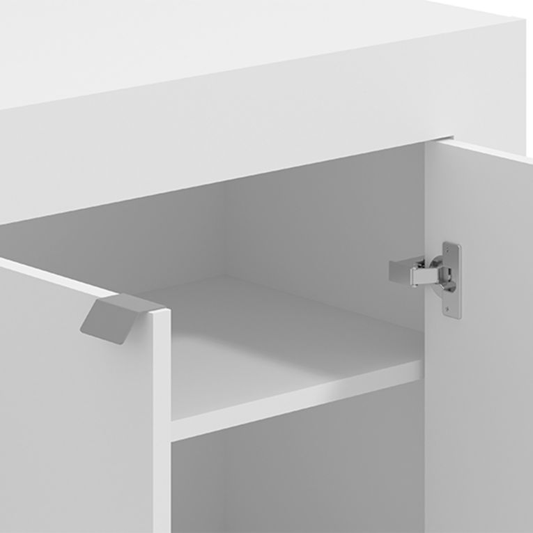 Scrivania Bianco Opaco 2 Ripiani 2 Ante 72x47x79h cm, Armadio Multiuso Richiudibile - Keylon