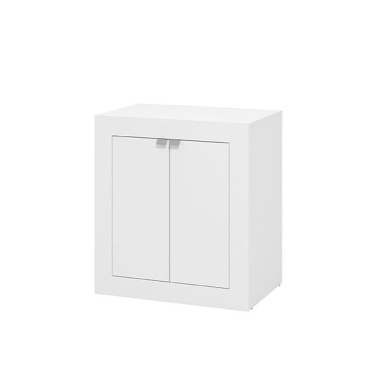 Scrivania Bianco Opaco 2 Ripiani 2 Ante 72x47x79h cm, Armadio Multiuso Richiudibile - Keylon
