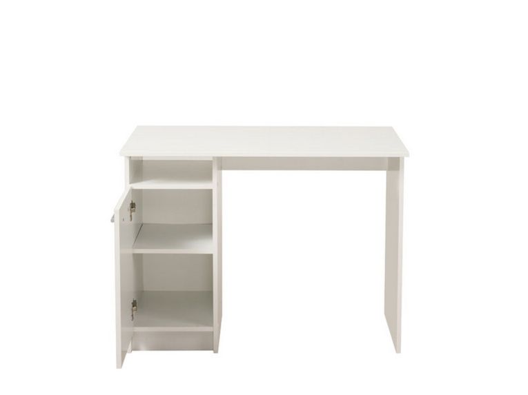 Scrivania Bianco Opaco 2 Ripiani 3 Vani 100x50x74.5h cm, Un'anta - Tiriolo