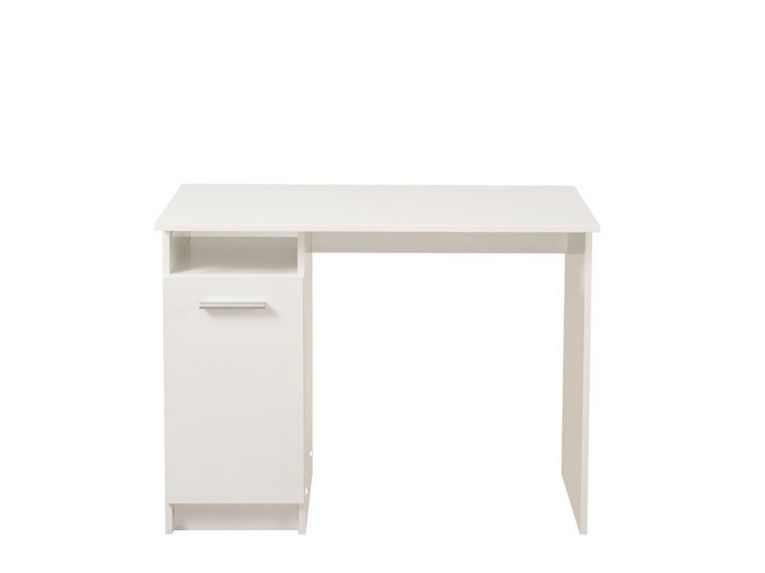 Scrivania Bianco Opaco 2 Ripiani 3 Vani 100x50x74.5h cm, Un'anta - Tiriolo