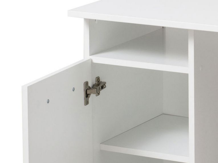 Scrivania Bianco Opaco 2 Ripiani 3 Vani 100x50x74.5h cm, Un'anta - Tiriolo