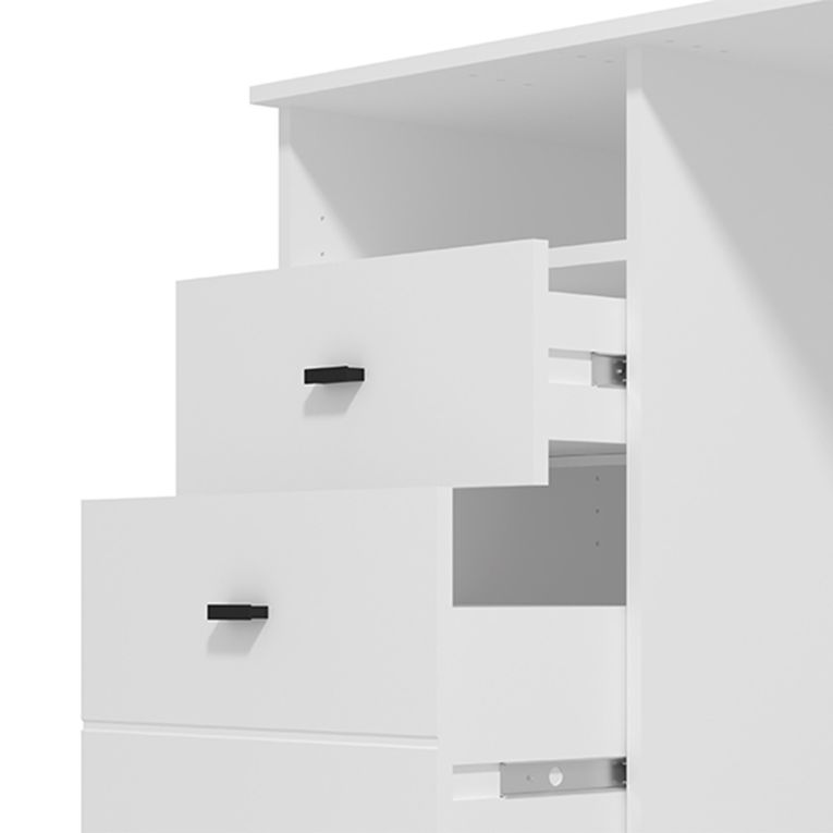 Scrivania Bianco Opaco Nero 2 Cassetti 2 Ripiani 127x51x77h cm, un Vano - Frutal