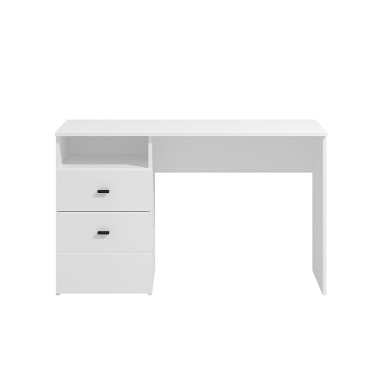 Scrivania Bianco Opaco Nero 2 Cassetti 2 Ripiani 127x51x77h cm, un Vano - Frutal