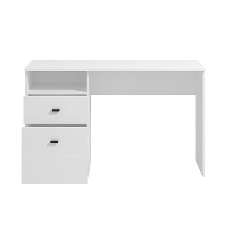 Scrivania Bianco Opaco Nero 2 Cassetti 2 Ripiani 127x51x77h cm, un Vano - Frutal